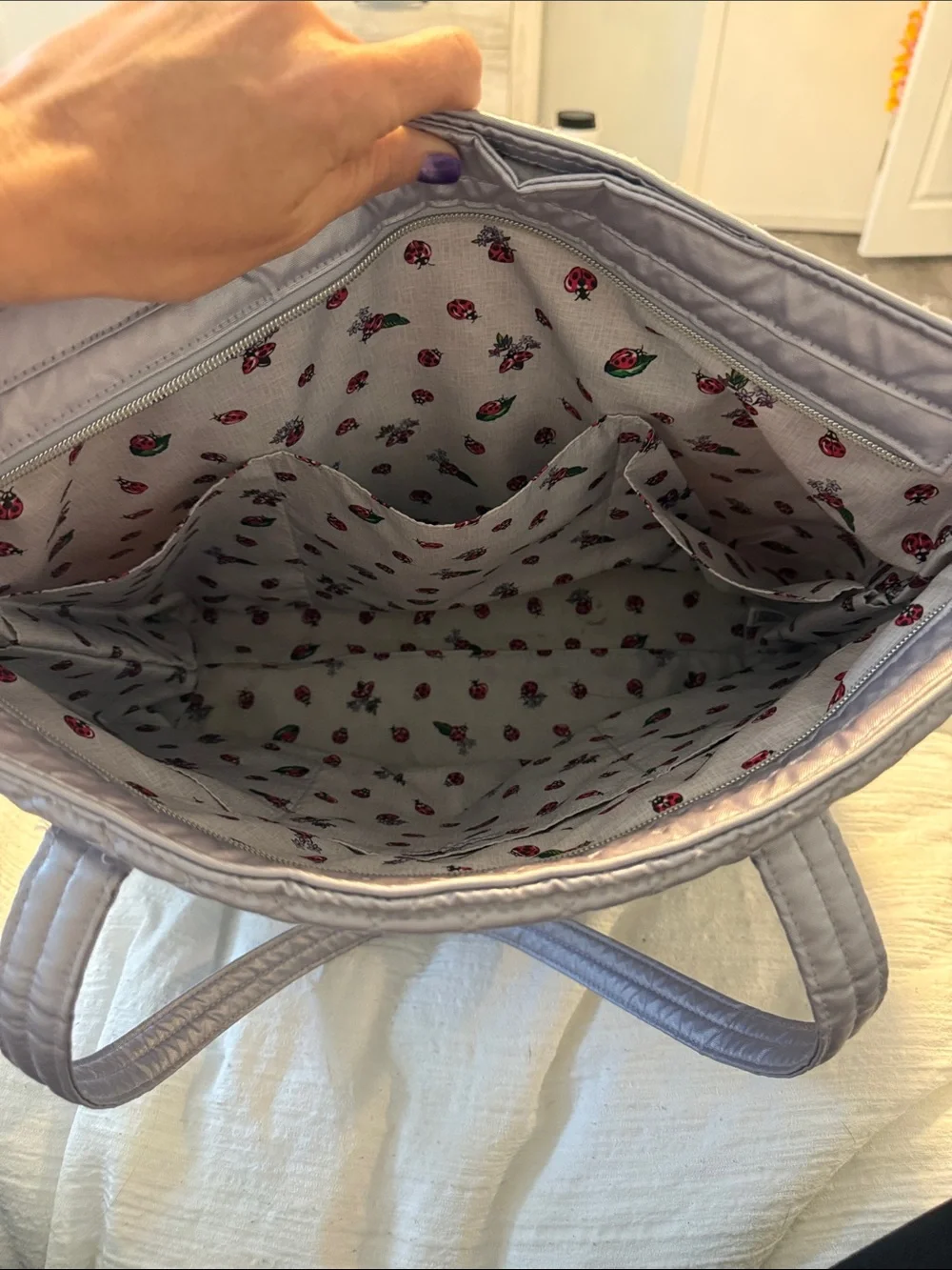 Vera Bradley Quilted Metallic Silver/purplish Tote
